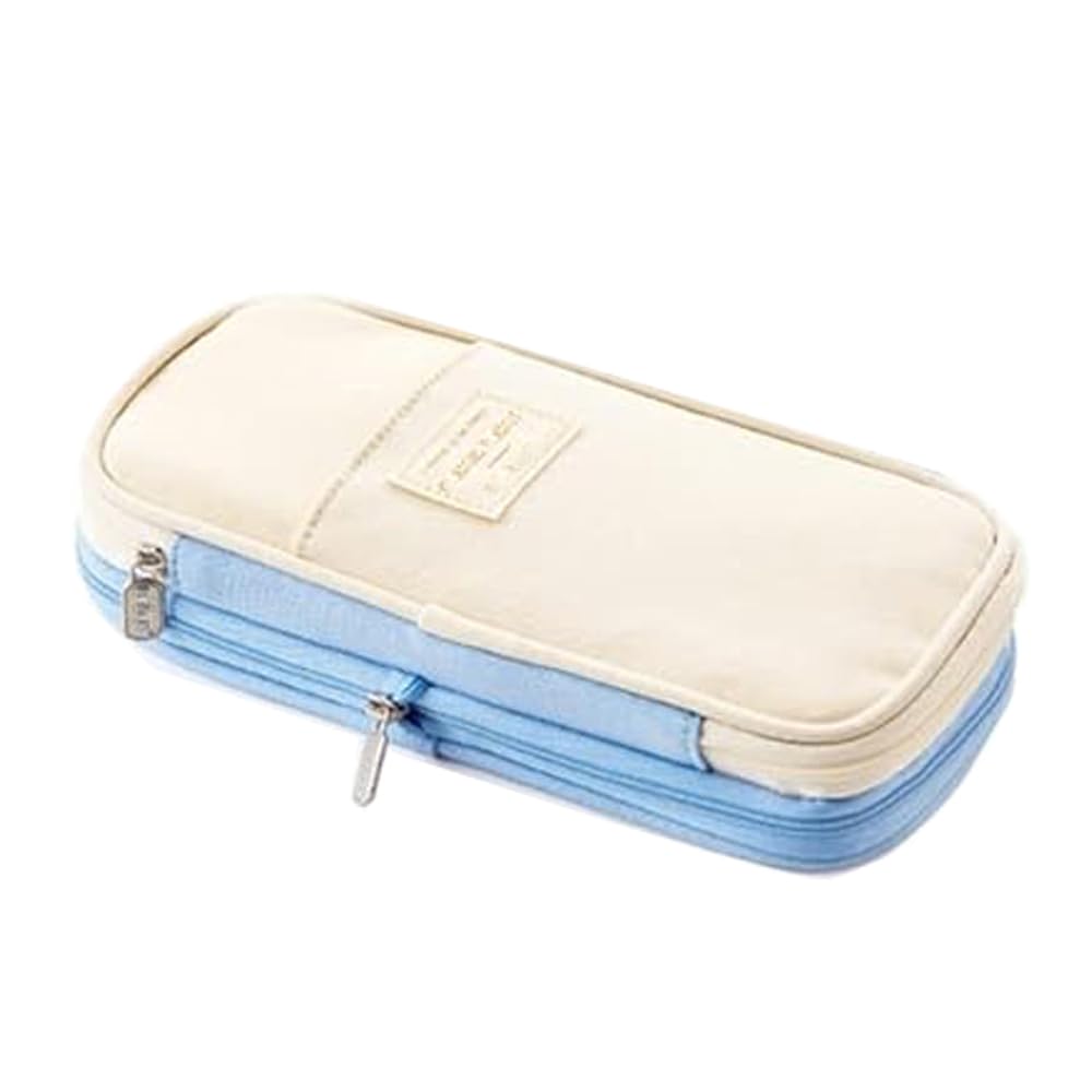 Arnuixty Large Storage Pencil Case Pen Bag with Zipper Big Capacity Pouch Organizer for Office Travel Holder Box (Navy Blue)