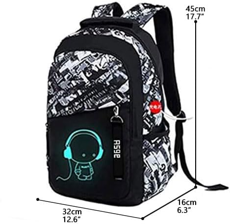 Asge School Backpack for Boys Print Backpack Teenagers Nylon Large School Bag Outdoor Reflective Daypack