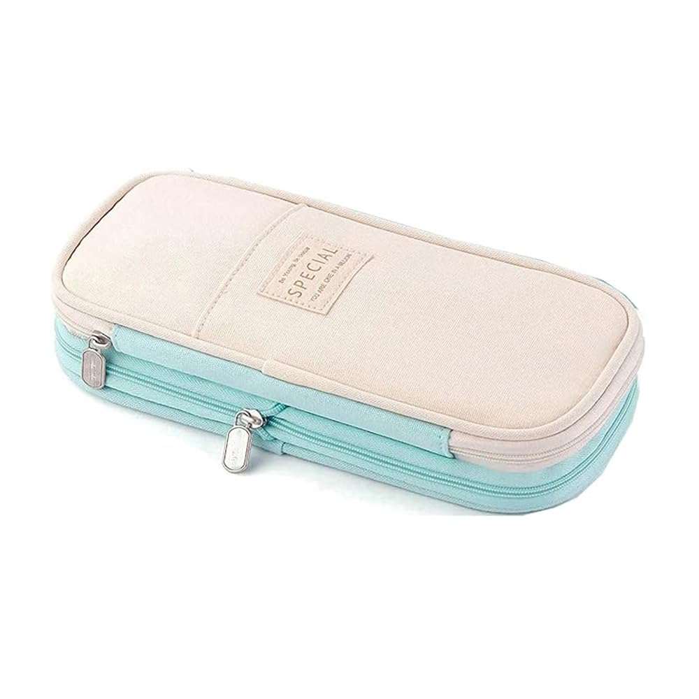 Arnuixty Large Storage Pencil Case Pen Bag with Zipper Big Capacity Pouch Organizer for Office Travel Holder Box (Navy Blue)