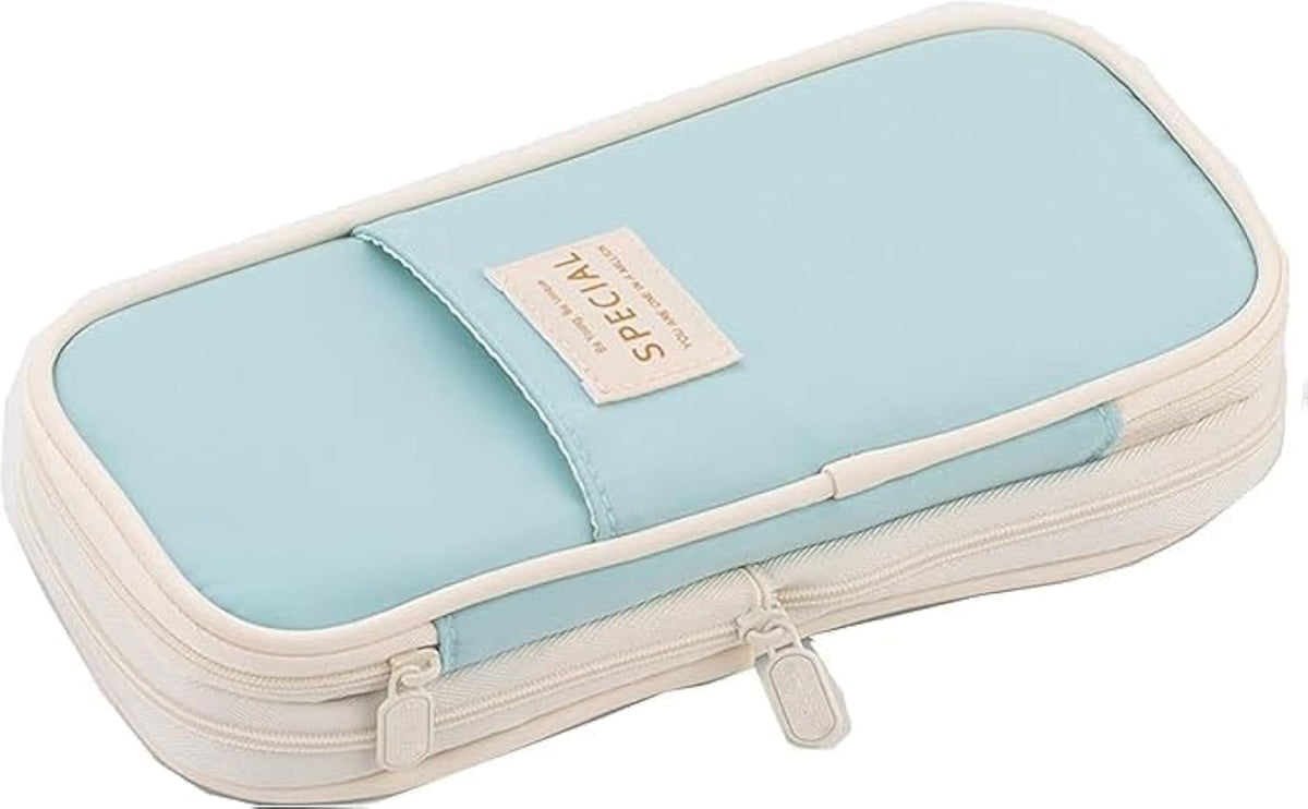 Arnuixty Large Storage Pencil Case Pen Bag with Zipper Big Capacity Pouch Organizer for Office Travel Holder Box (Navy Blue)