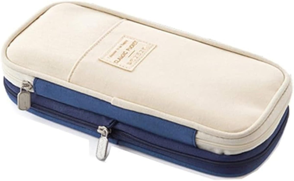 Arnuixty Large Storage Pencil Case Pen Bag with Zipper Big Capacity Pouch Organizer for Office Travel Holder Box (Navy Blue)