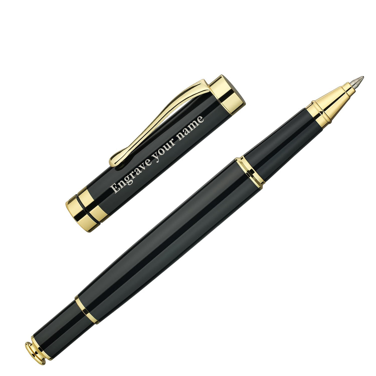 BEILUNER Rollerball Pens, Stainless Steel with Golden Trim, Luxury Pen Set