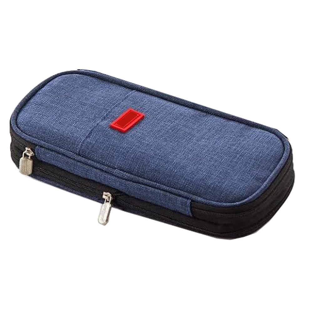 Arnuixty Large Storage Pencil Case Pen Bag with Zipper Big Capacity Pouch Organizer for Office Travel Holder Box (Navy Blue)