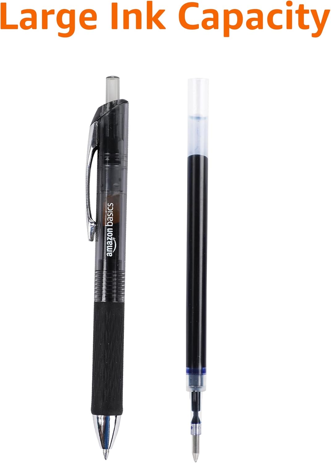 Amazon Basics Retractable Gel Pens, Fine Point 0.7mm, Smooth Writing, Black, No Smudge, School and Office Supplies, 12-Pack