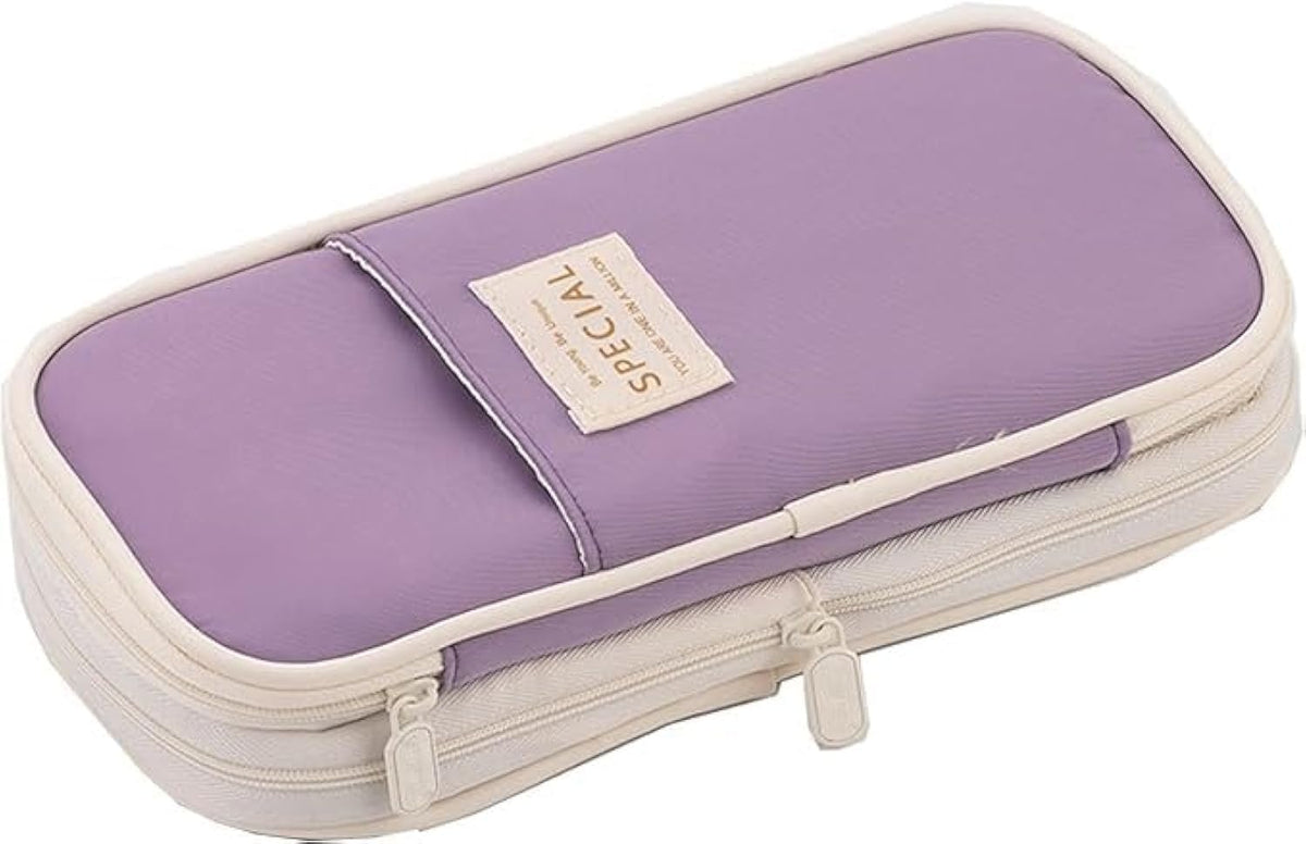 Arnuixty Large Storage Pencil Case Pen Bag with Zipper Big Capacity Pouch Organizer for Office Travel Holder Box (Navy Blue)