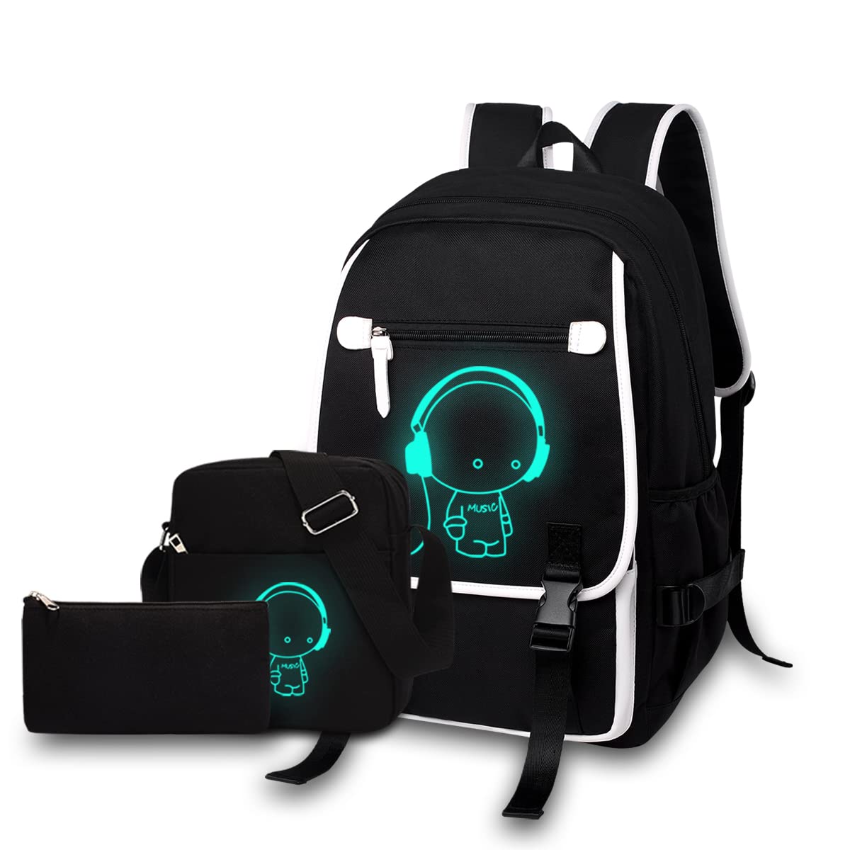 Asge School Backpack for Boys Print Backpack Teenagers Nylon Large School Bag Outdoor Reflective Daypack