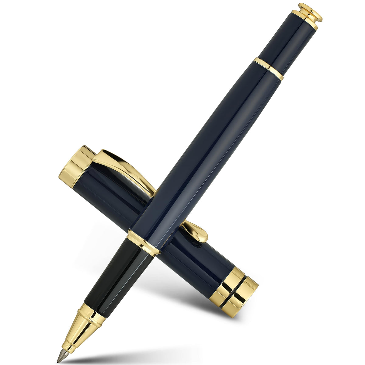 BEILUNER Rollerball Pens, Stainless Steel with Golden Trim, Luxury Pen Set