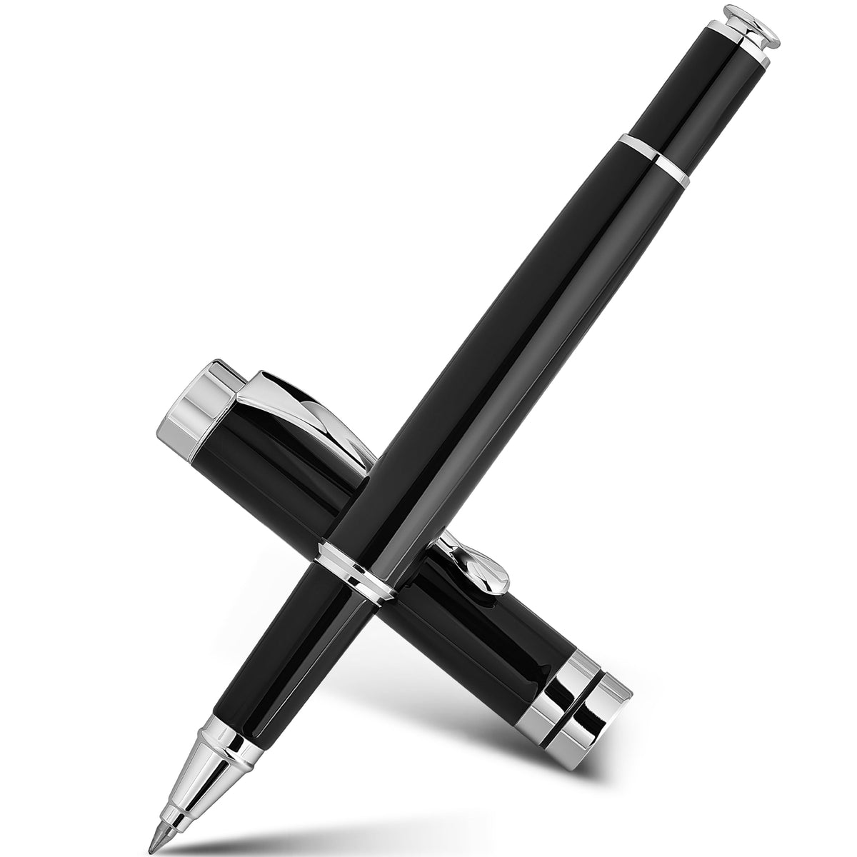 BEILUNER Rollerball Pens, Stainless Steel with Golden Trim, Luxury Pen Set