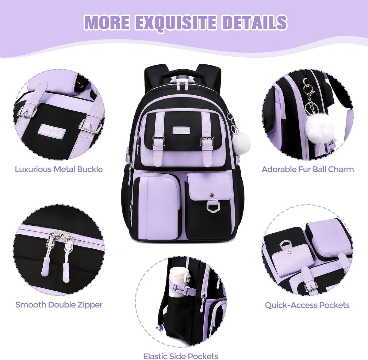 Backpack for Girls, School Backpacks for Teen Girls with Lunch Box