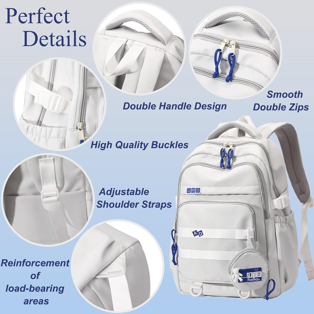 YJMKOI Large capacity Backpack for Teen Girls Aesthetic Student Schoolbag Middle School Girls Backpack