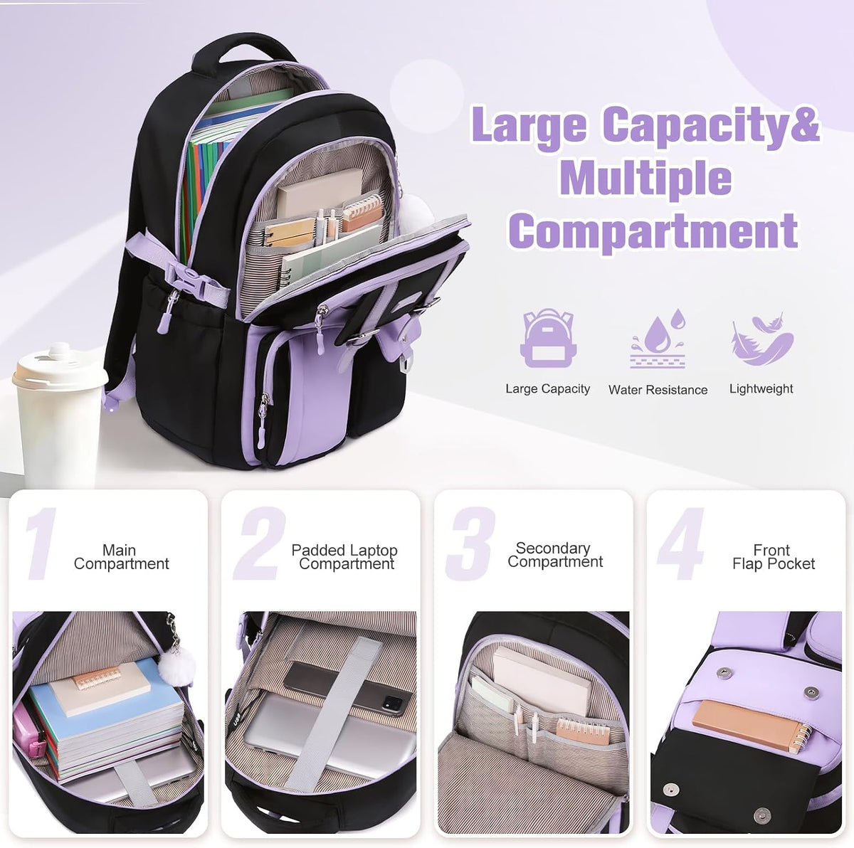 Backpack for Girls, School Backpacks for Teen Girls with Lunch Box