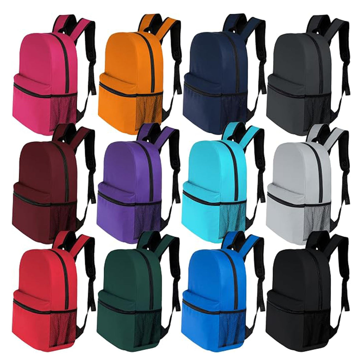 17" Backpacks in Bulk, Elementary, Middle, & High School, Assorted Colors