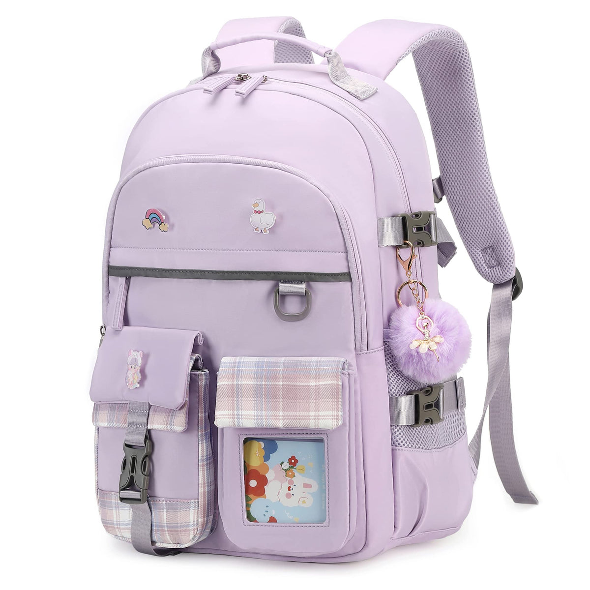 Backpack for Girls, 15.6 Inch Laptop School Bag Kids Kindergarten Elementary College Backpacks Large Bookbags for Teen Girl Women Students Casual Travel Daypacks (Pink)