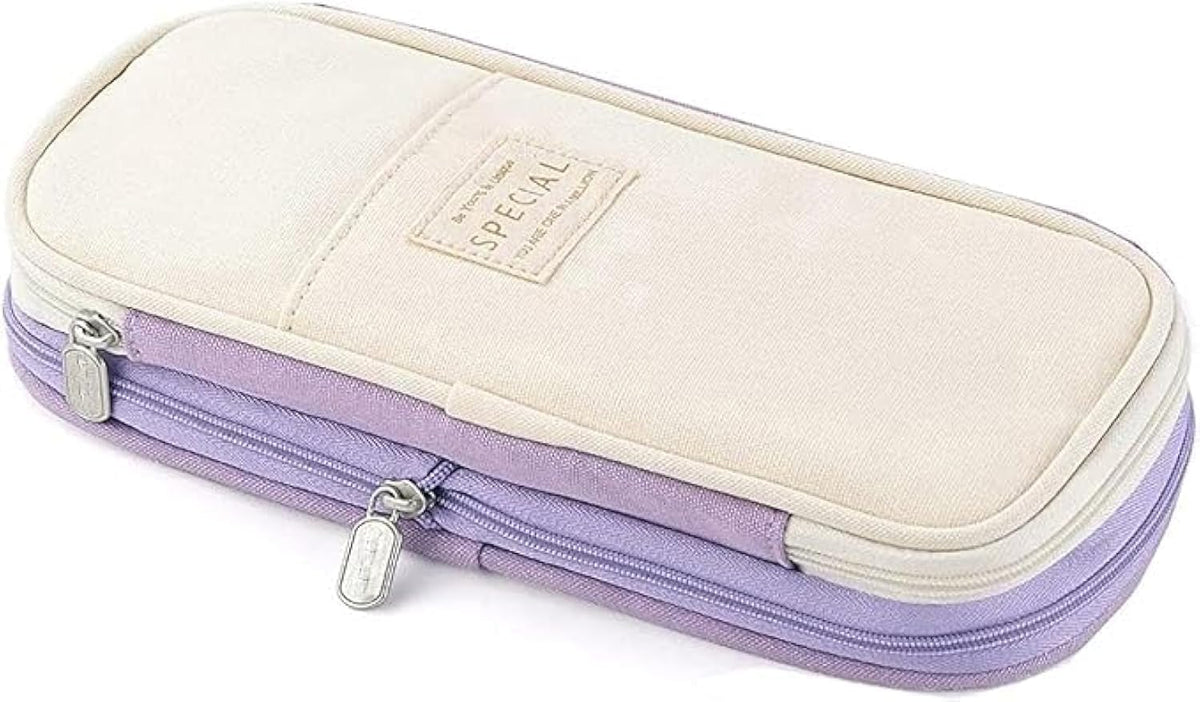 Arnuixty Large Storage Pencil Case Pen Bag with Zipper Big Capacity Pouch Organizer for Office Travel Holder Box (Navy Blue)