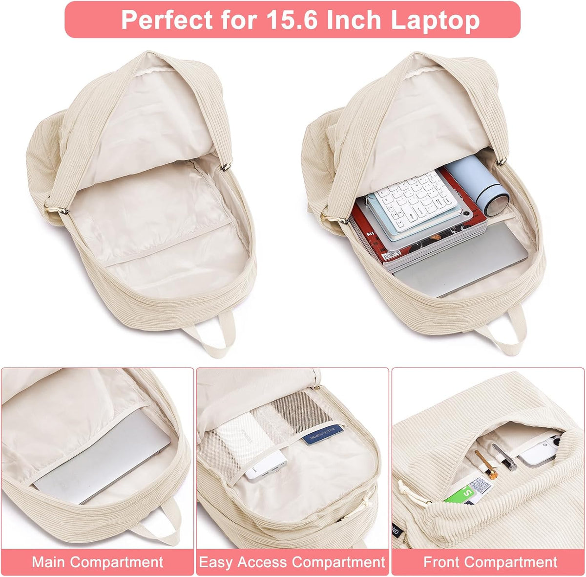 ZUBOND Backpack for School Girls and Boys, Women Lightweight School Bookbag for Teens, College Students Back Pack, Cute Large Laptop Backpack Fits 15.6 Inch Notebook