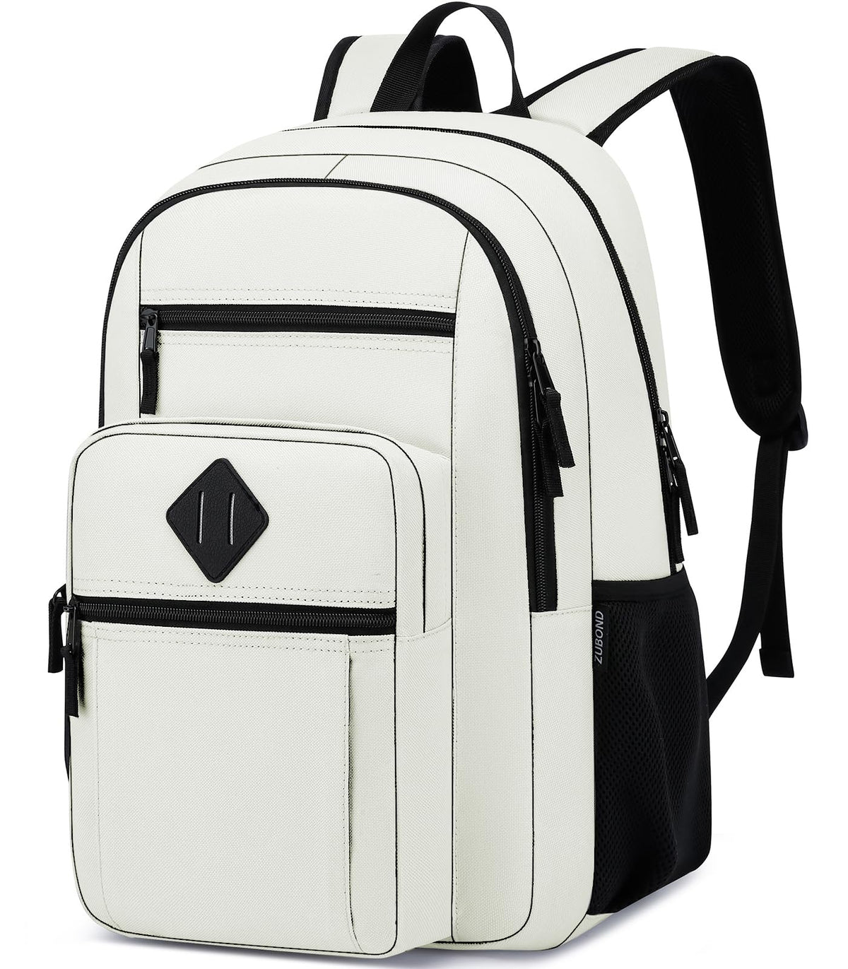 ZUBOND Unisex Black Backpack for School, Lightweight Boys Girls Backpack Fits 15.6 Inch Notebook, Water Bottle Pocket - Ideal for Teens, College Students, Adults