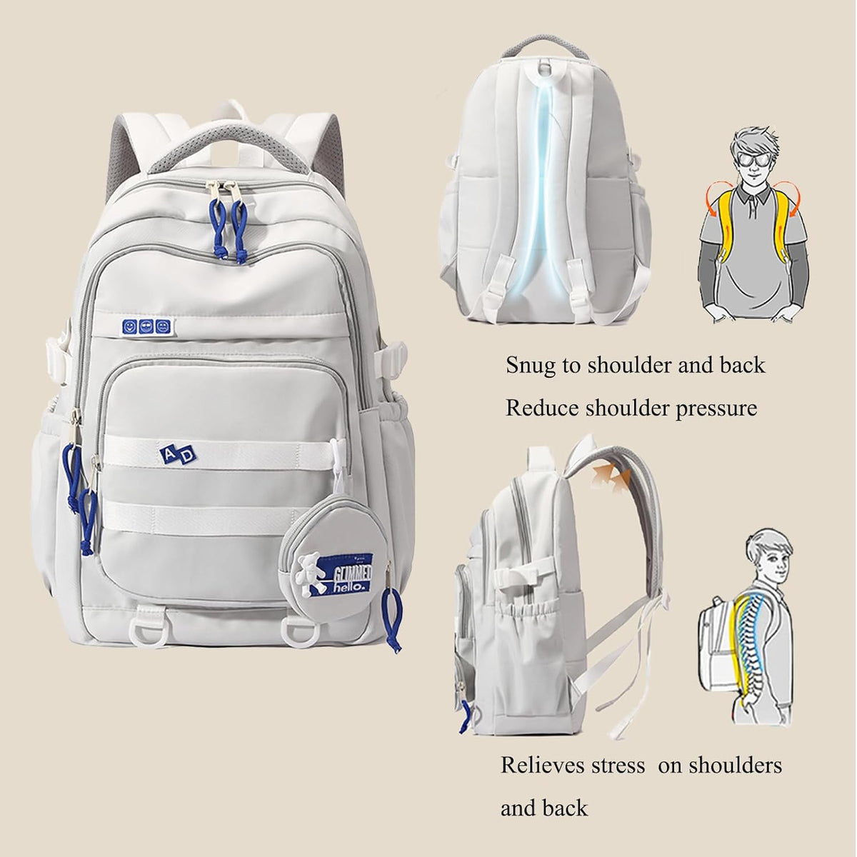 YJMKOI Large capacity Backpack for Teen Girls Aesthetic Student Schoolbag Middle School Girls Backpack