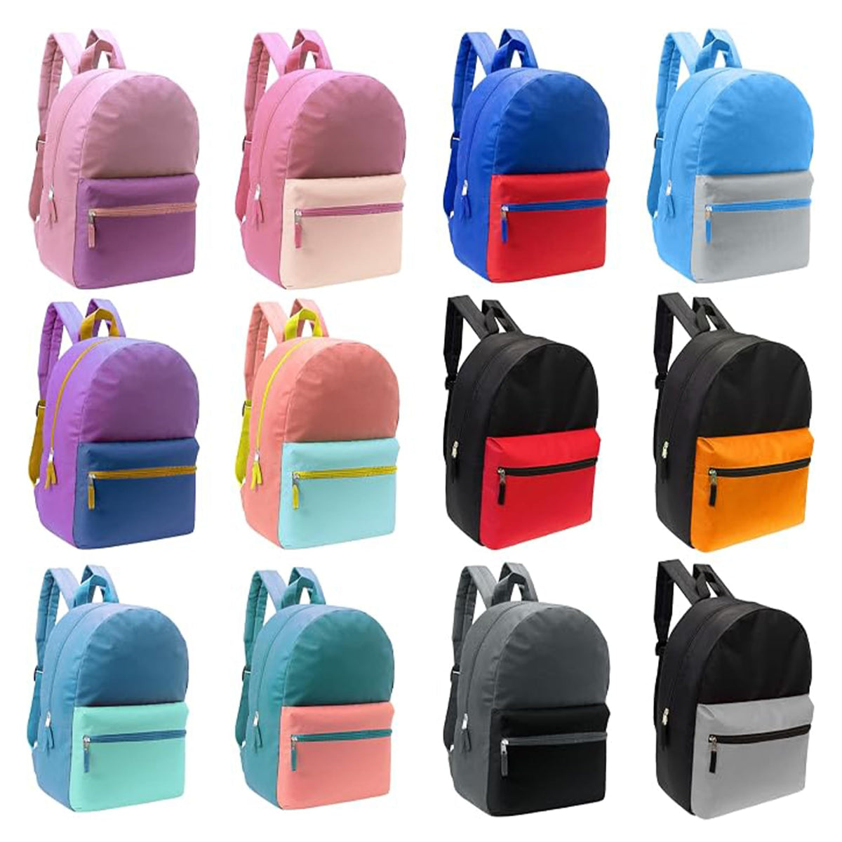 17" Backpacks in Bulk, Elementary, Middle, & High School, Assorted Colors