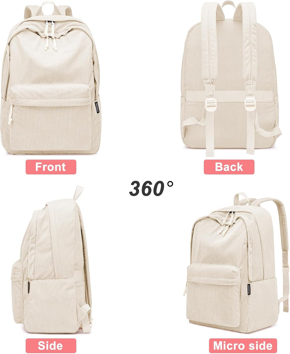 ZUBOND Backpack for School Girls and Boys, Women Lightweight School Bookbag for Teens, College Students Back Pack, Cute Large Laptop Backpack Fits 15.6 Inch Notebook