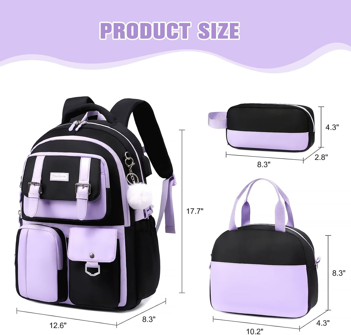 Backpack for Girls, School Backpacks for Teen Girls with Lunch Box