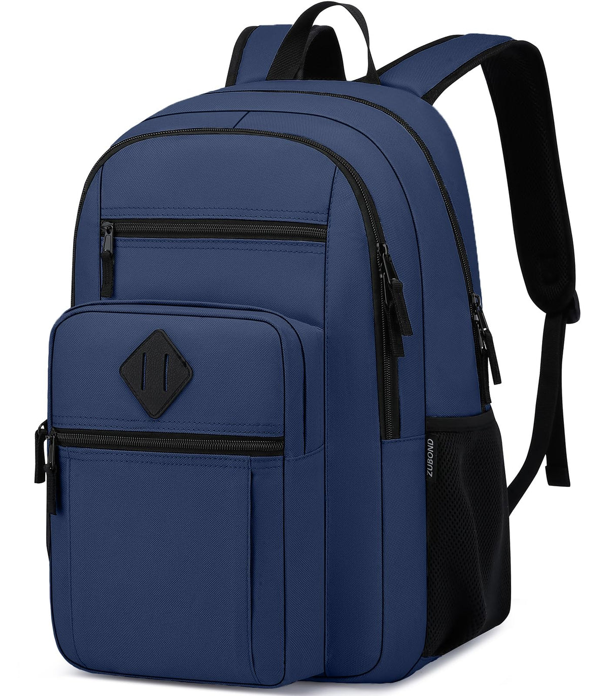 ZUBOND Unisex Black Backpack for School, Lightweight Boys Girls Backpack Fits 15.6 Inch Notebook, Water Bottle Pocket - Ideal for Teens, College Students, Adults