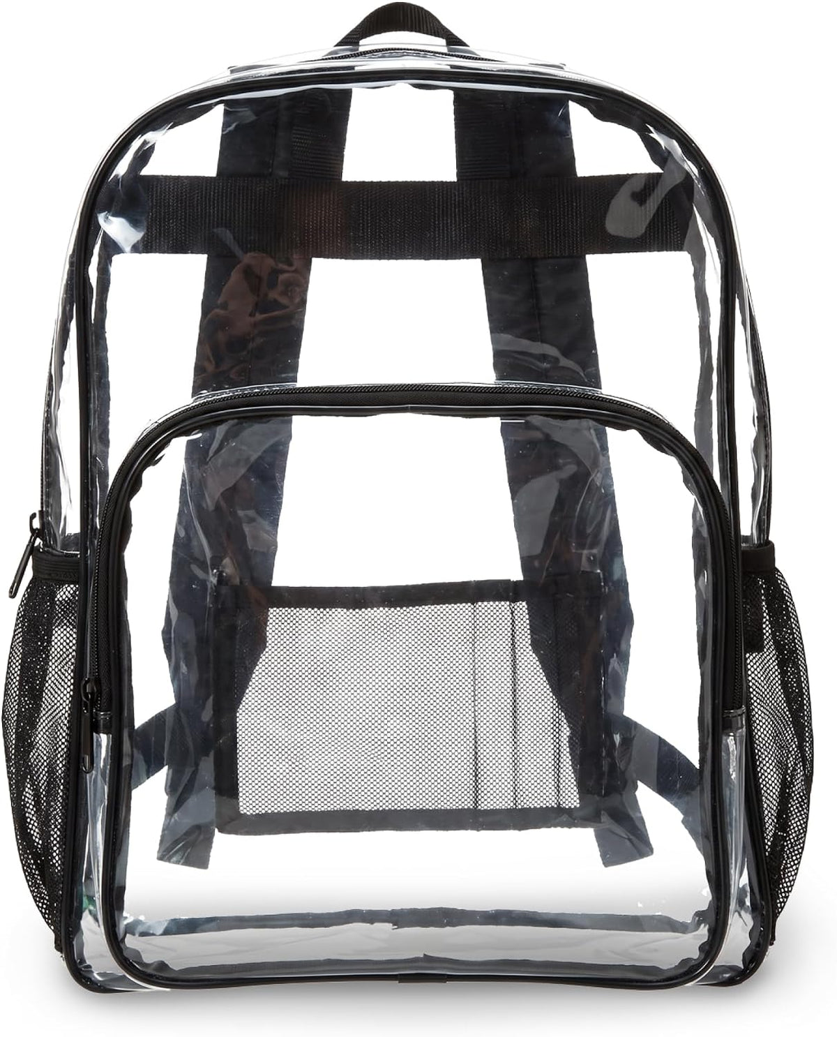 Amazon Basics Transparent Clear School Backpack, Water-Resistant PVC Plastic, Reinforced Shoulder Straps, 17 x 7 x 13 in