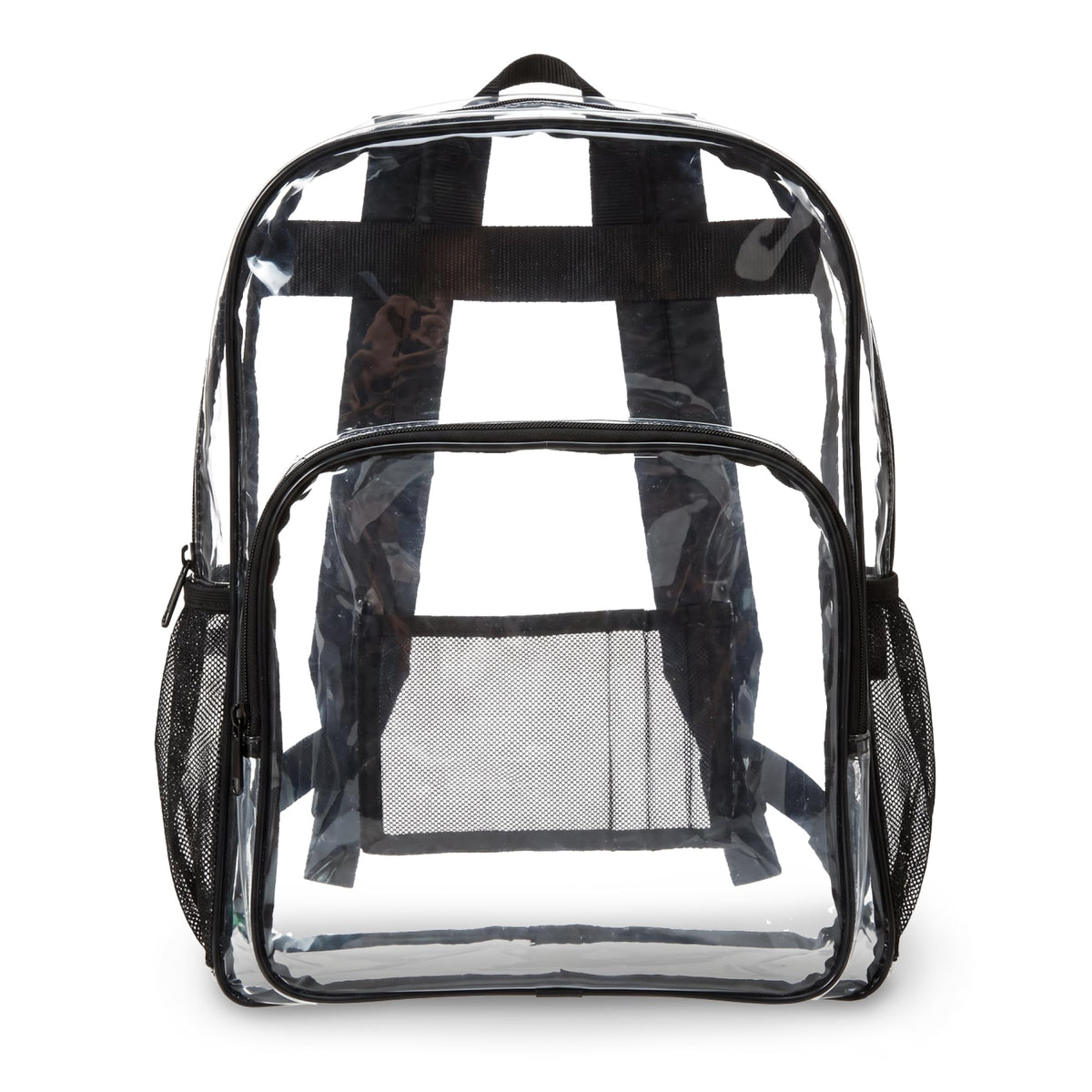 Amazon Basics Transparent Clear School Backpack, Water-Resistant PVC Plastic, Reinforced Shoulder Straps, 17 x 7 x 13 in