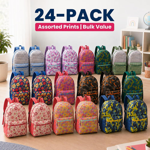 17" Backpacks in Bulk, Elementary, Middle, & High School, Assorted Colors