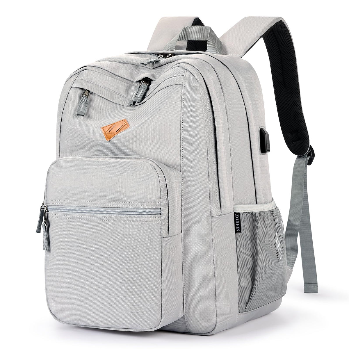 ZORFIN 26L Black Backpack for College, and Travel: Water Resistant Bookbag