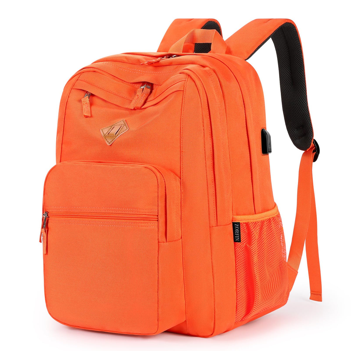 ZORFIN 26L Black Backpack for College, and Travel: Water Resistant Bookbag