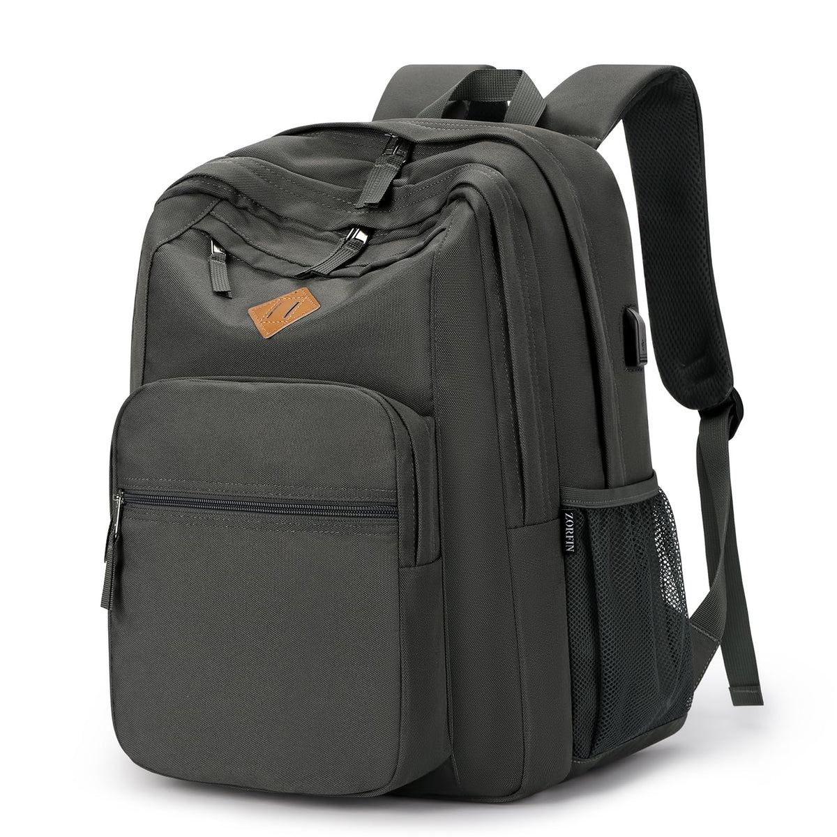 ZORFIN 26L Black Backpack for College, and Travel: Water Resistant Bookbag