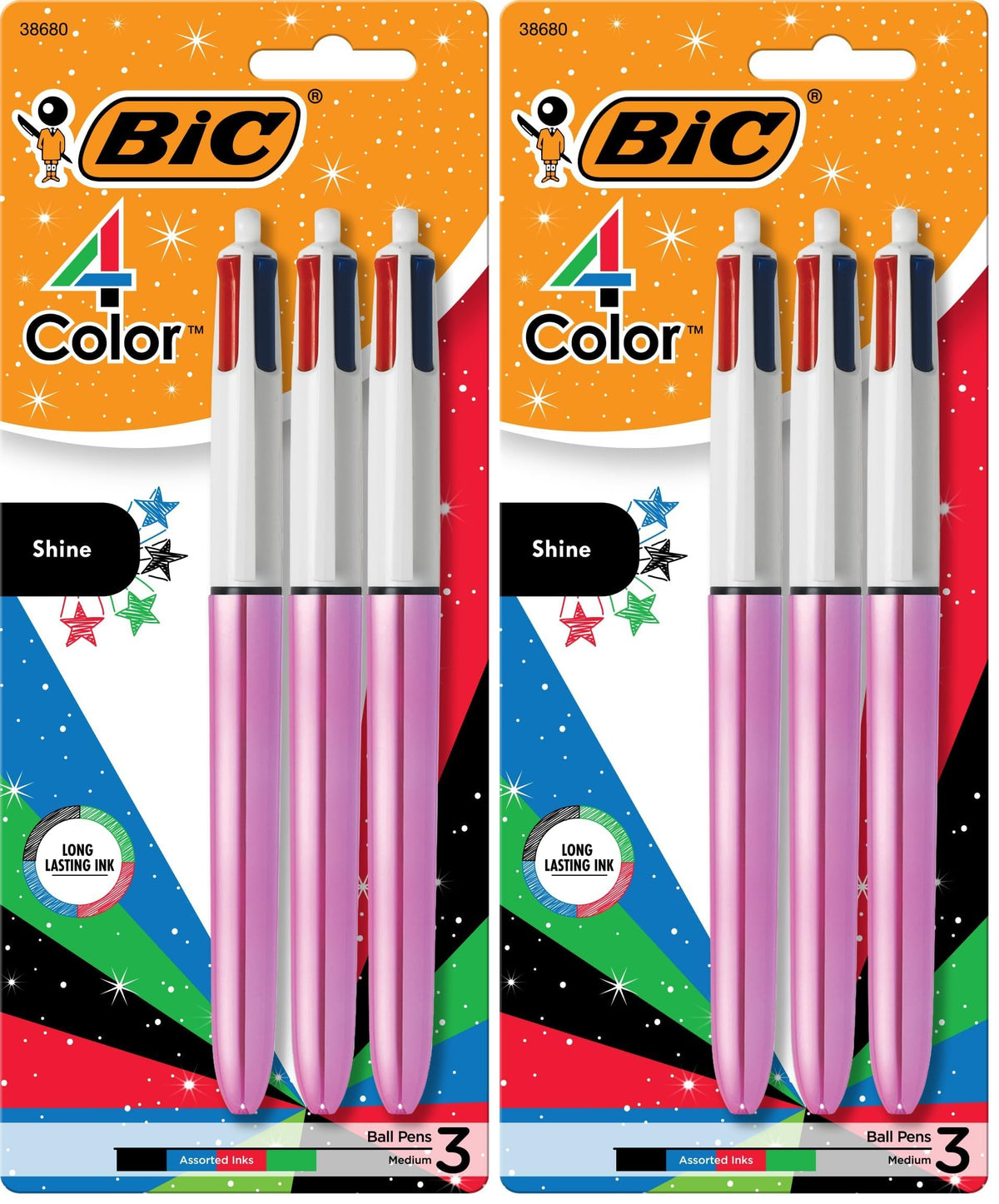 BIC 4-Color Original Retractable Ballpoint Pen, 1.0 mm Medium, 3-Count Pack
