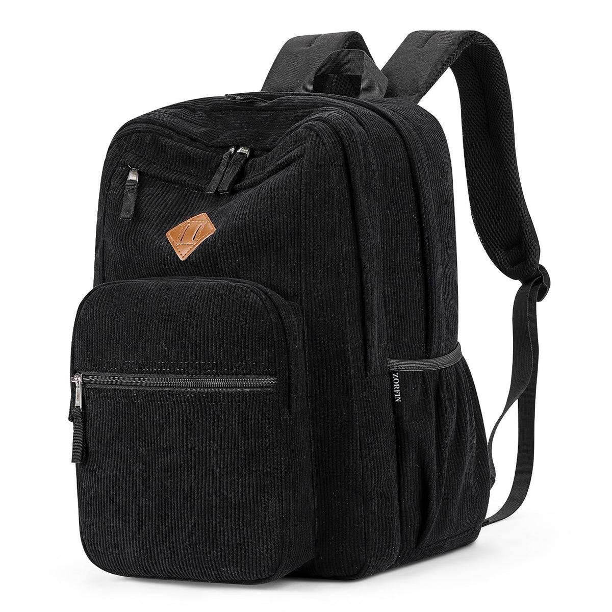 ZORFIN 26L Black Backpack for College, and Travel: Water Resistant Bookbag