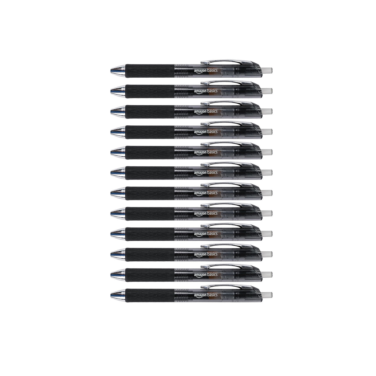 Amazon Basics Retractable Gel Pens, Fine Point 0.7mm, Smooth Writing, Assorted Colors, 12-Pack