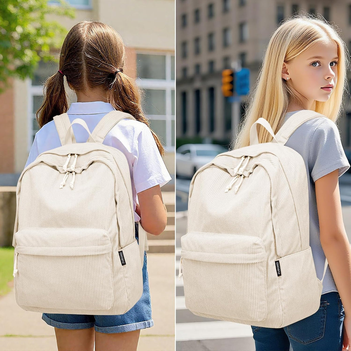 ZUBOND Backpack for School Girls and Boys, Women Lightweight School Bookbag for Teens, College Students Back Pack, Cute Large Laptop Backpack Fits 15.6 Inch Notebook