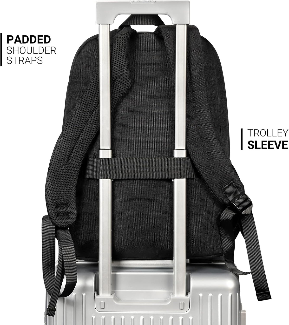 ZORFIN 26L Black Backpack for College, and Travel: Water Resistant Bookbag
