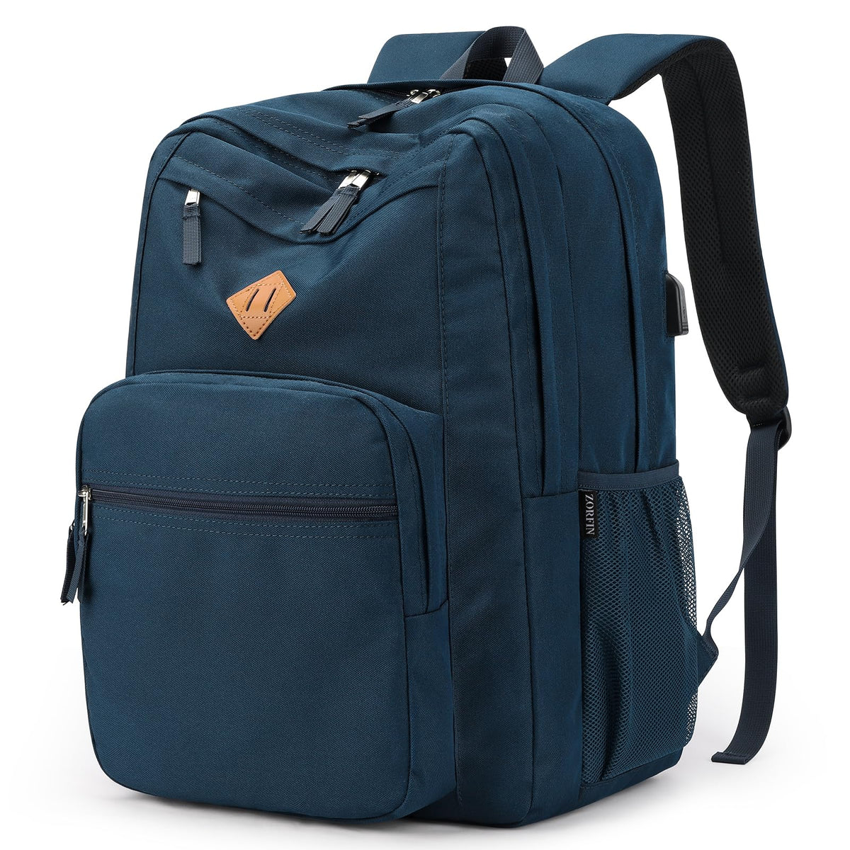 ZORFIN 26L Black Backpack for College, and Travel: Water Resistant Bookbag