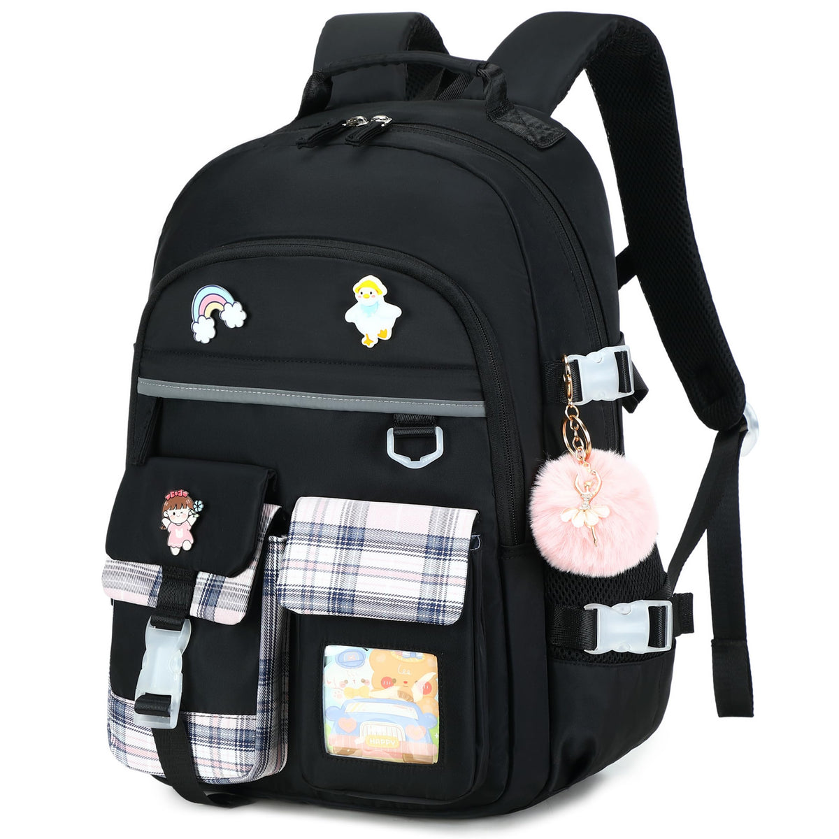 Backpack for Girls, 15.6 Inch Laptop School Bag Kids Kindergarten Elementary College Backpacks Large Bookbags for Teen Girl Women Students Casual Travel Daypacks (Pink)