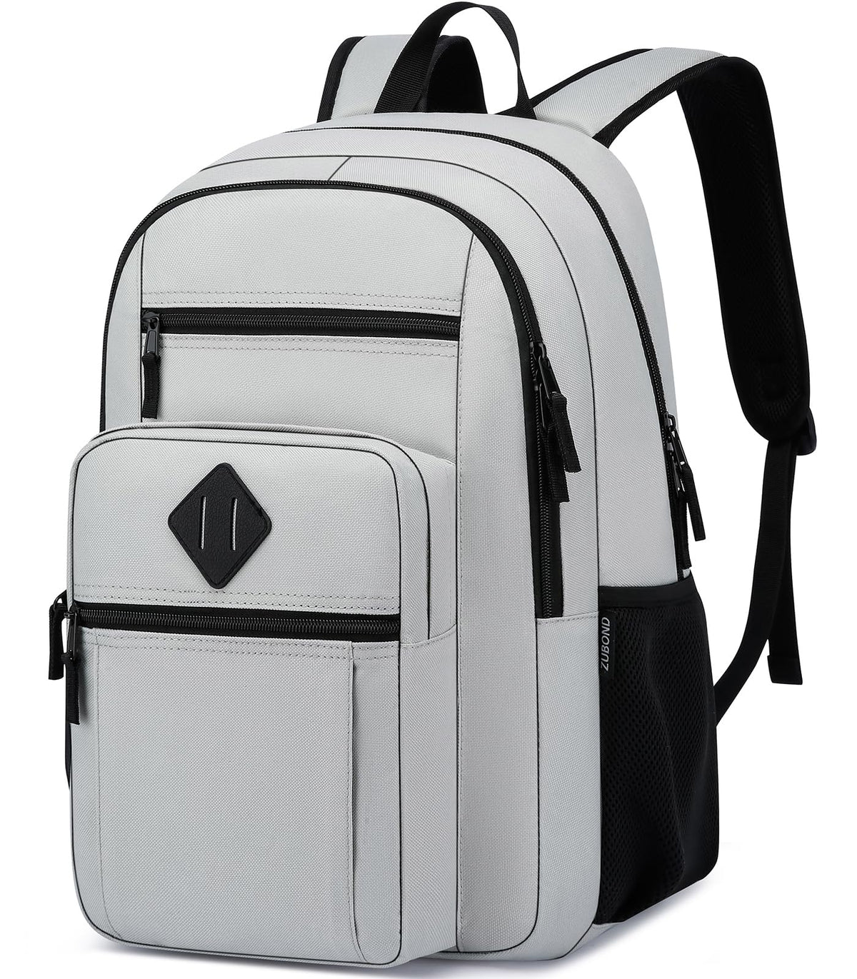 ZUBOND Unisex Black Backpack for School, Lightweight Boys Girls Backpack Fits 15.6 Inch Notebook, Water Bottle Pocket - Ideal for Teens, College Students, Adults