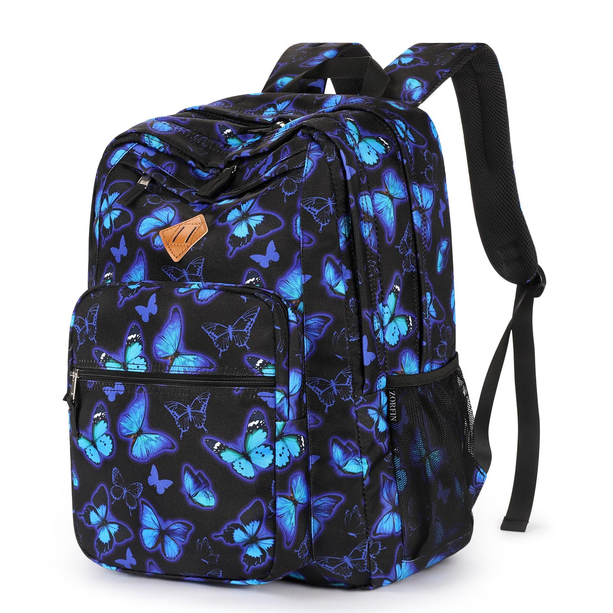ZORFIN 26L Black Backpack for College, and Travel: Water Resistant Bookbag