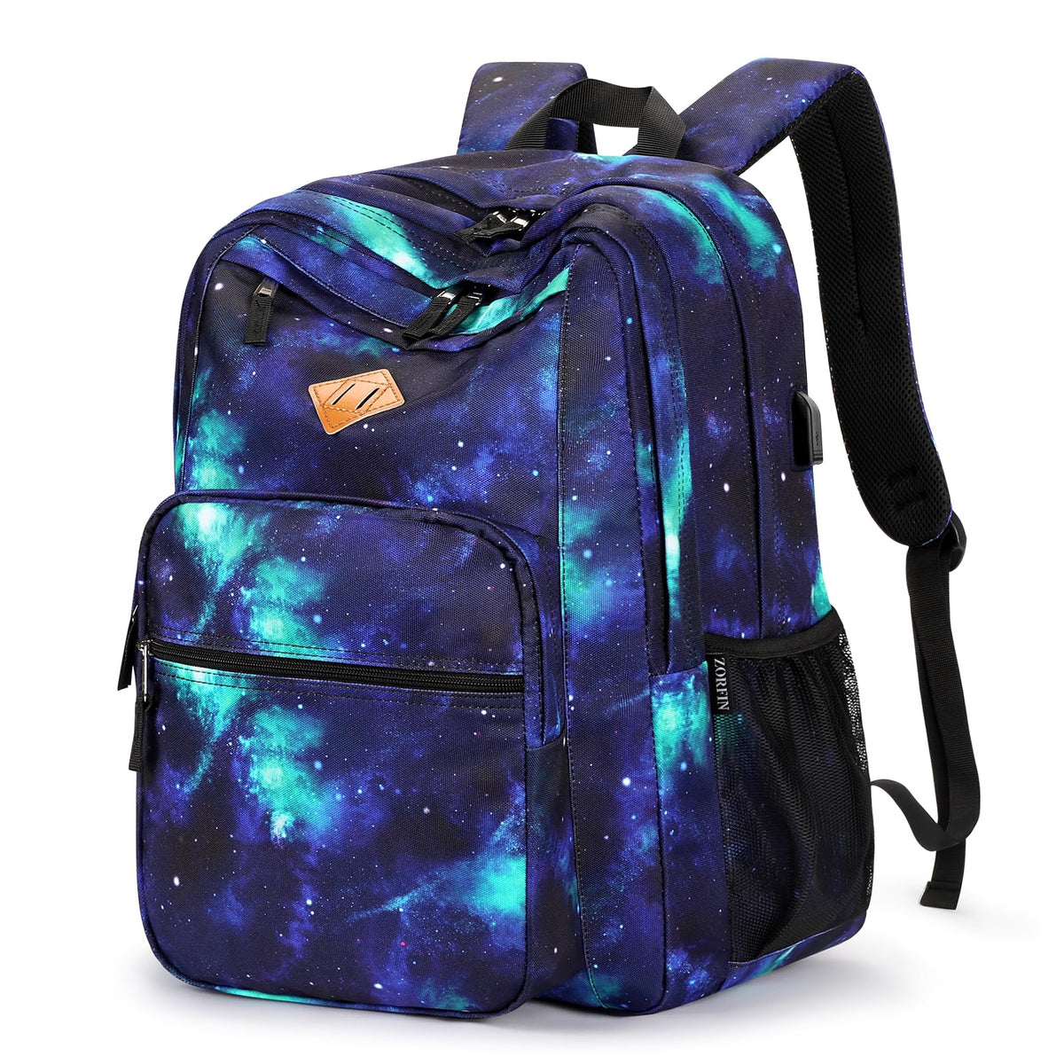 ZORFIN 26L Black Backpack for College, and Travel: Water Resistant Bookbag
