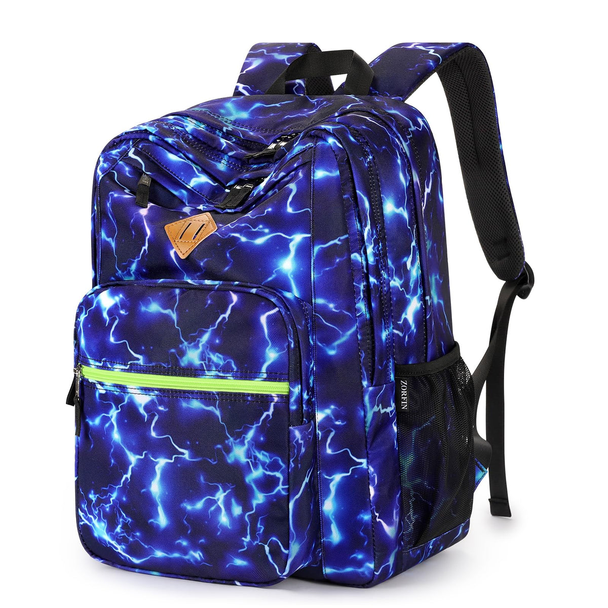 ZORFIN 26L Black Backpack for College, and Travel: Water Resistant Bookbag