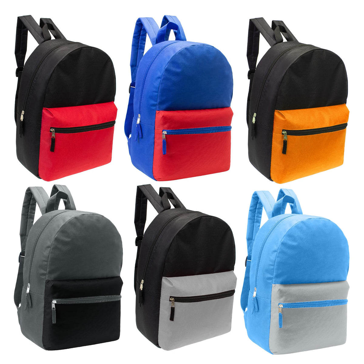 17" Backpacks in Bulk, Elementary, Middle, & High School, Assorted Colors
