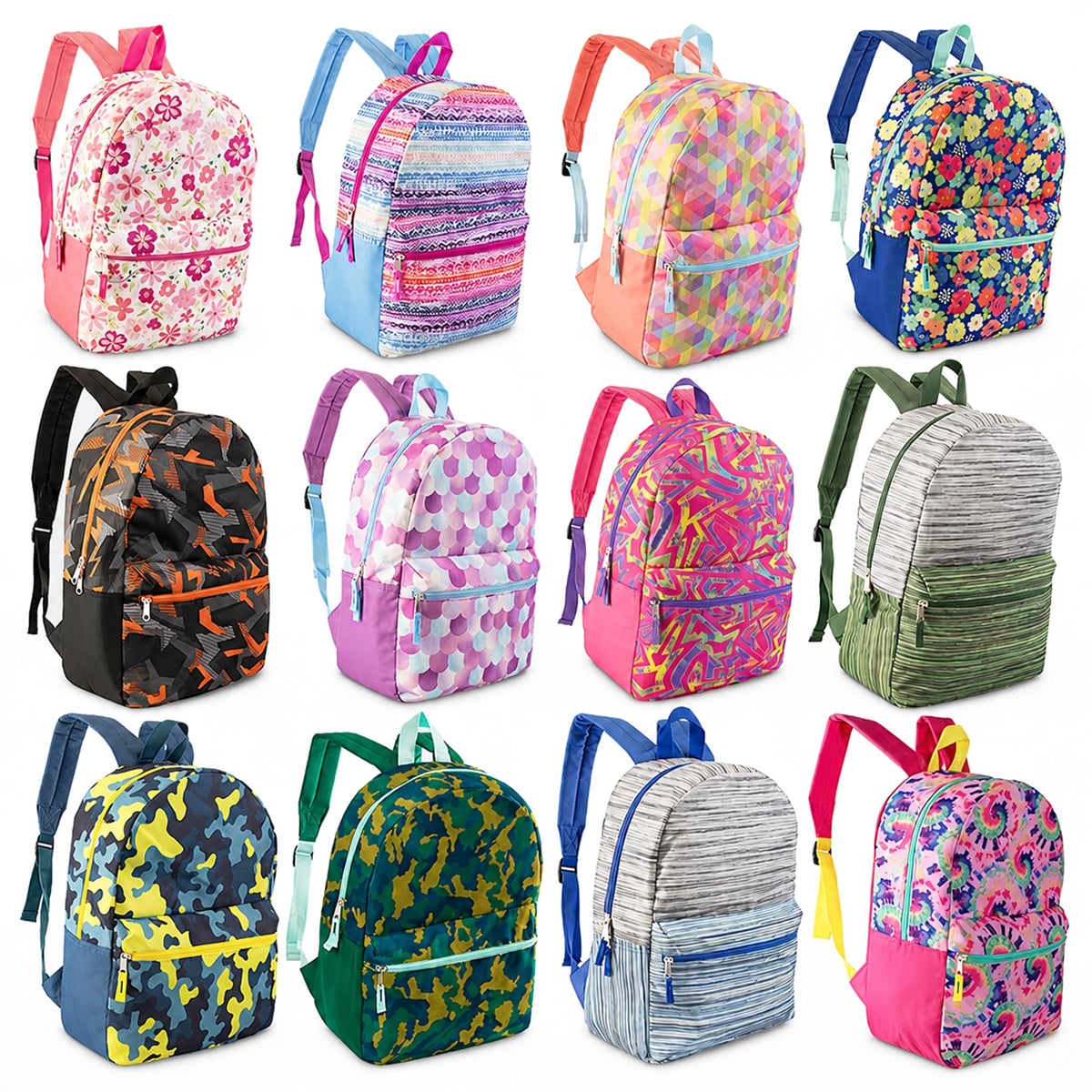 17" Backpacks in Bulk, Elementary, Middle, & High School, Assorted Colors